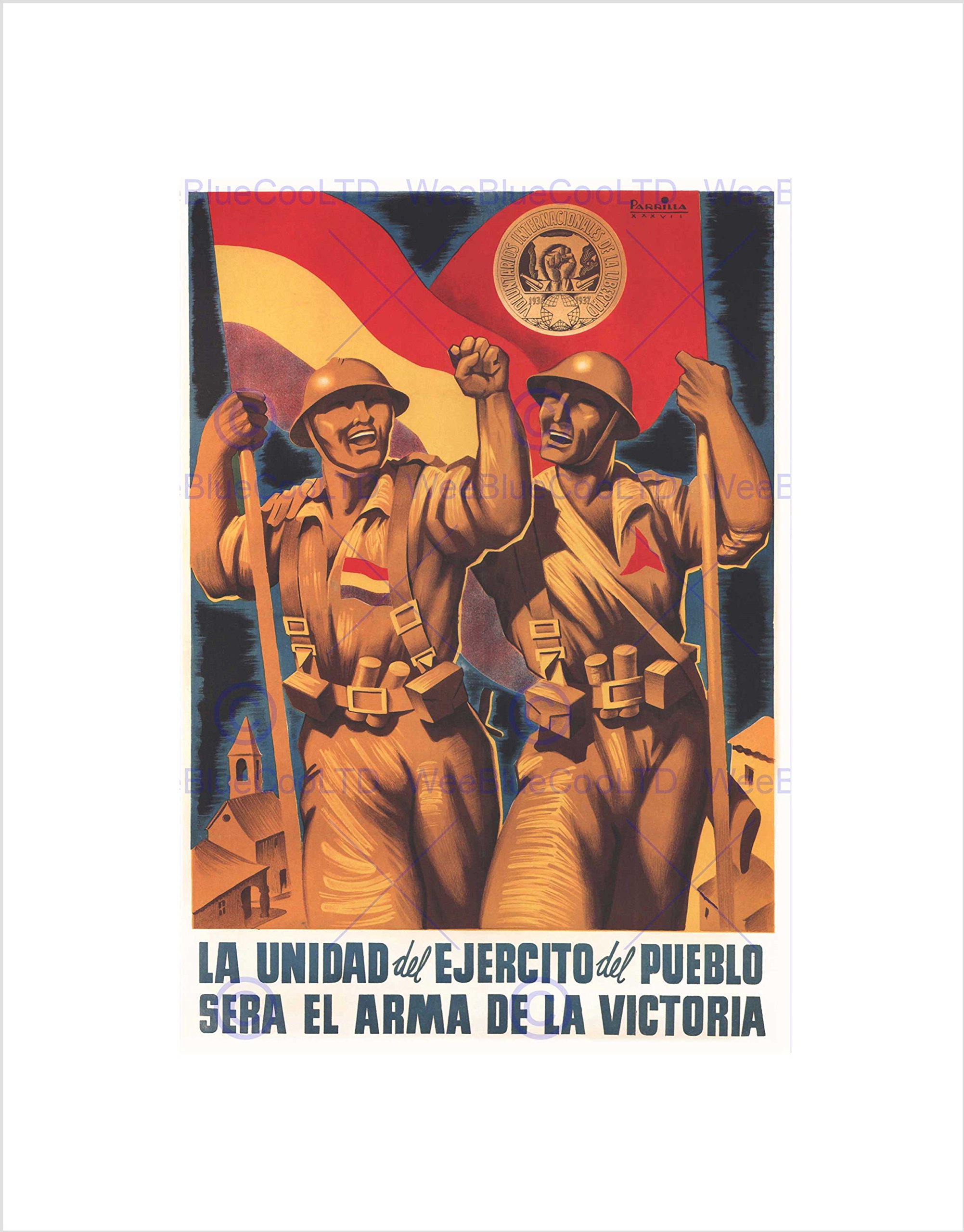 Wee Blue Coo WAR SPANISH CIVIL INTERNATIONAL BRIGADE REPUBLICAN SPAIN FRAMED PRINT B12X2046