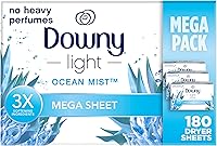 Vista 10 de Downy Hojas para secadora ligeras Mega, suavizante de ropa, Bruma del Océano, 130
