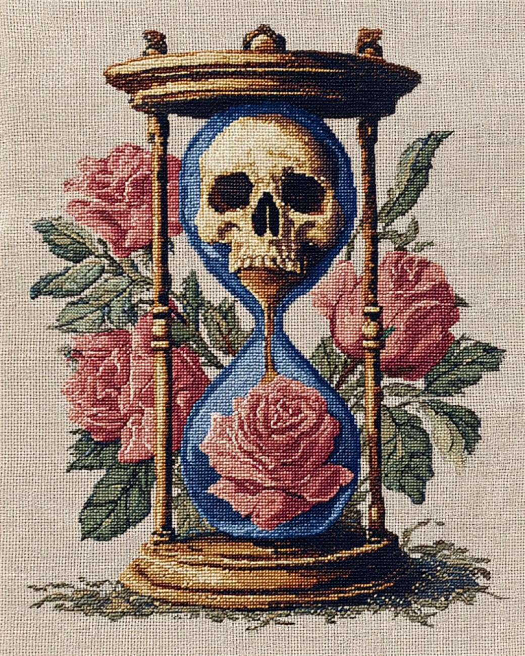 RKFLGEW DIY Bead Embroidery Kit Hourglass and Skull 30x40cm