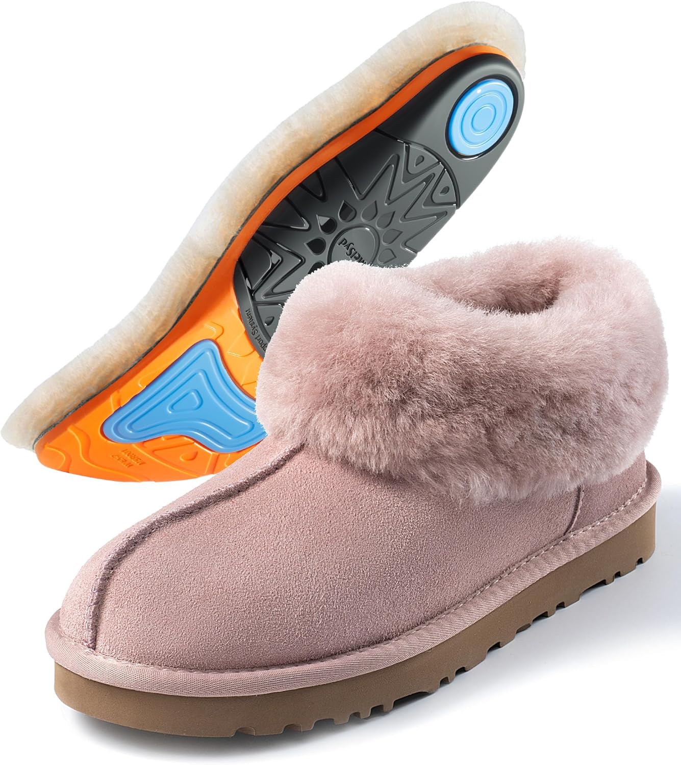 Mel&Syd 100% Australian Sheepskin Slippers with Arch Support - Warm & Ultra-Soft Slip-On Thermal Winter Moccasins for Women and Men, Indoor & Outdoor Everyday Wear