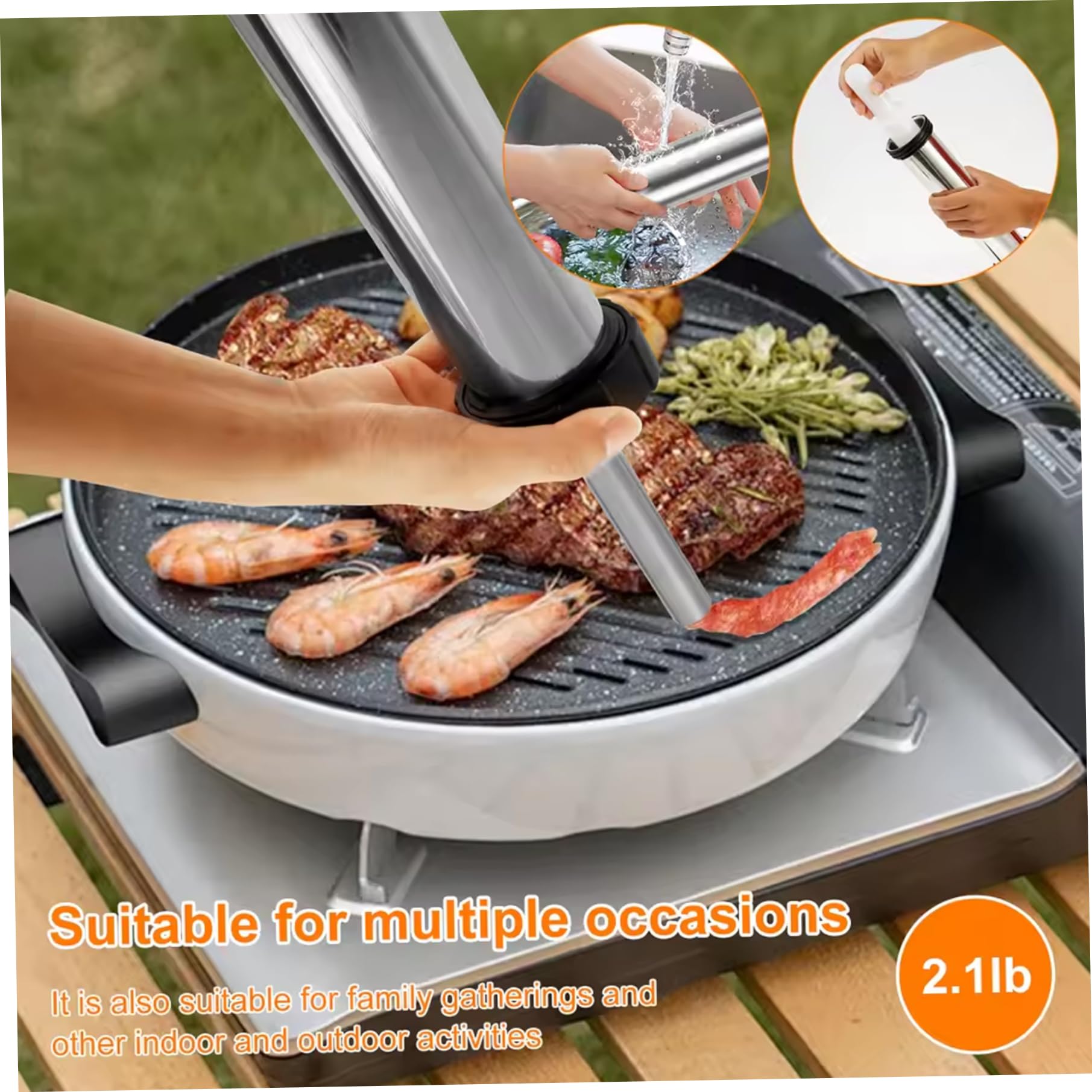 Jerky Gun für Hackfleisch, Edelstahl-Wurstfüller-Jerky Gun-Set mit Düsen und Reinigungsbürsten für DIY-Kochen, Mahlzeitenzubereitung, Rindfleisch für Hackfleisch-Set