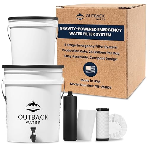 Miniatura 10 de Outback - Sistema de filtro de agua potable de emergencia con kit de repuesto de filtro adicional, filtro de agua de cubo alimentado por gravedad