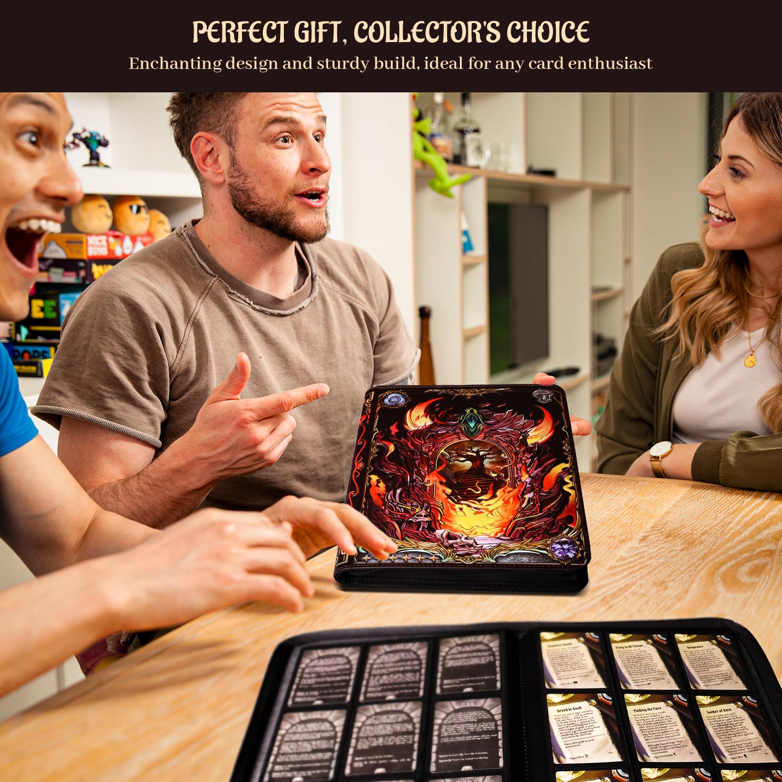 Portal Magic Book - Raccoglitore per carte collezionabili, in pelle PU goffrata 3D, con cerniera, 9 tasche e cartella a caricamento laterale, contiene 360 carte, custodia per MTG, TCG, Sport e carte