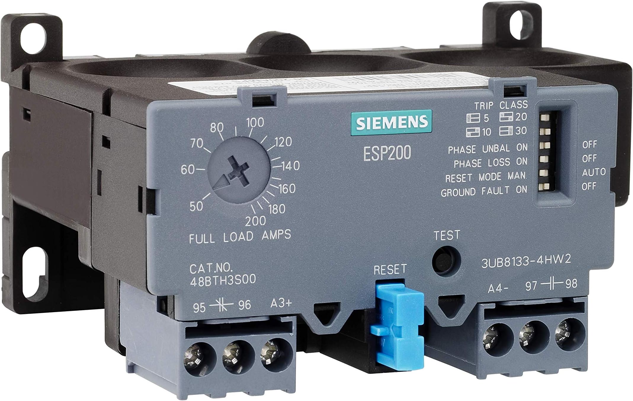 Siemens 3UB81334GW2 Solid State Overload Relay, ESP200 Catalog No. 48BTG3S00, 25 to 100A, Frame Size B, 3-Phase, Class 5/10/20/30 Adjustable, Manual/Automatic Reset