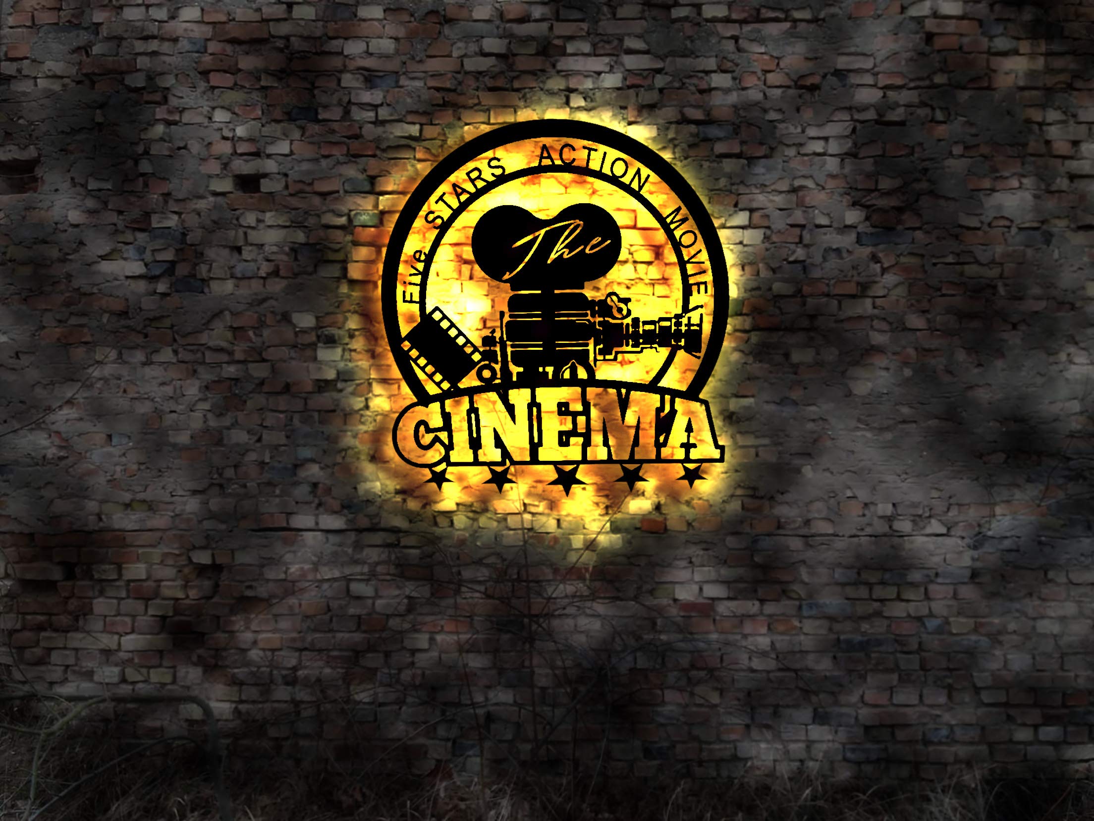 Cartel luminoso de cine con palomitas de maíz, decoración de pared, cartel luminoso, letrero de neón