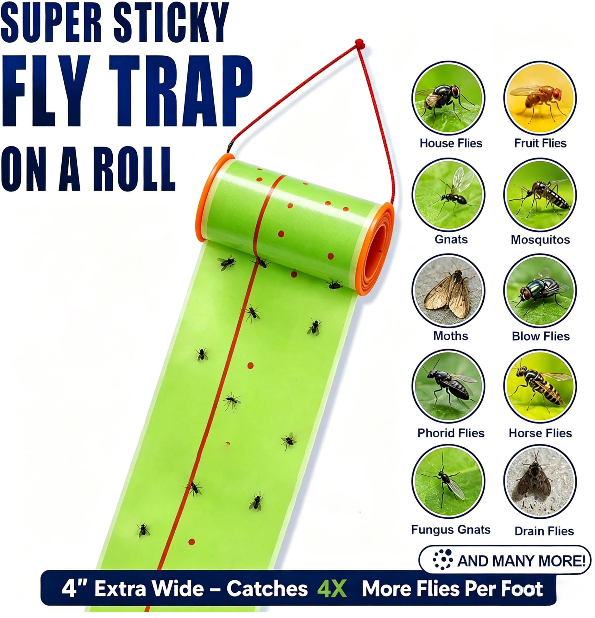 16Rolle fliegenrolle,fliegen klebefalle giftfrei,Innen/Außen Gelb-breit | Fliegenfänger,Insektenfalle,Hohe Klebekraft fängt Fliegen,Insekten;wasserfest,ökologisch,einfach aufhängbar für Garten,Stall