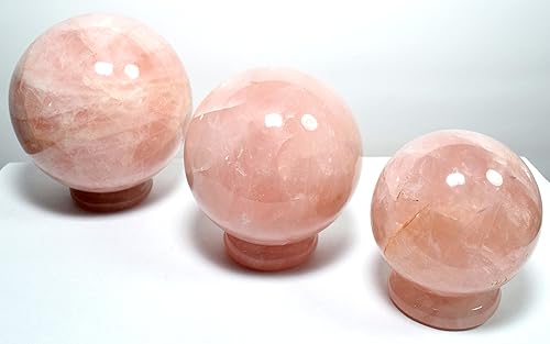 Miniatura 6 de 1.378 in Natural Rose Quartz Soportes para Esferas/Huevos Pulido Rosa Preocupación Piedra Cristal Mineral Piedra Espécimen - África (5PCS)