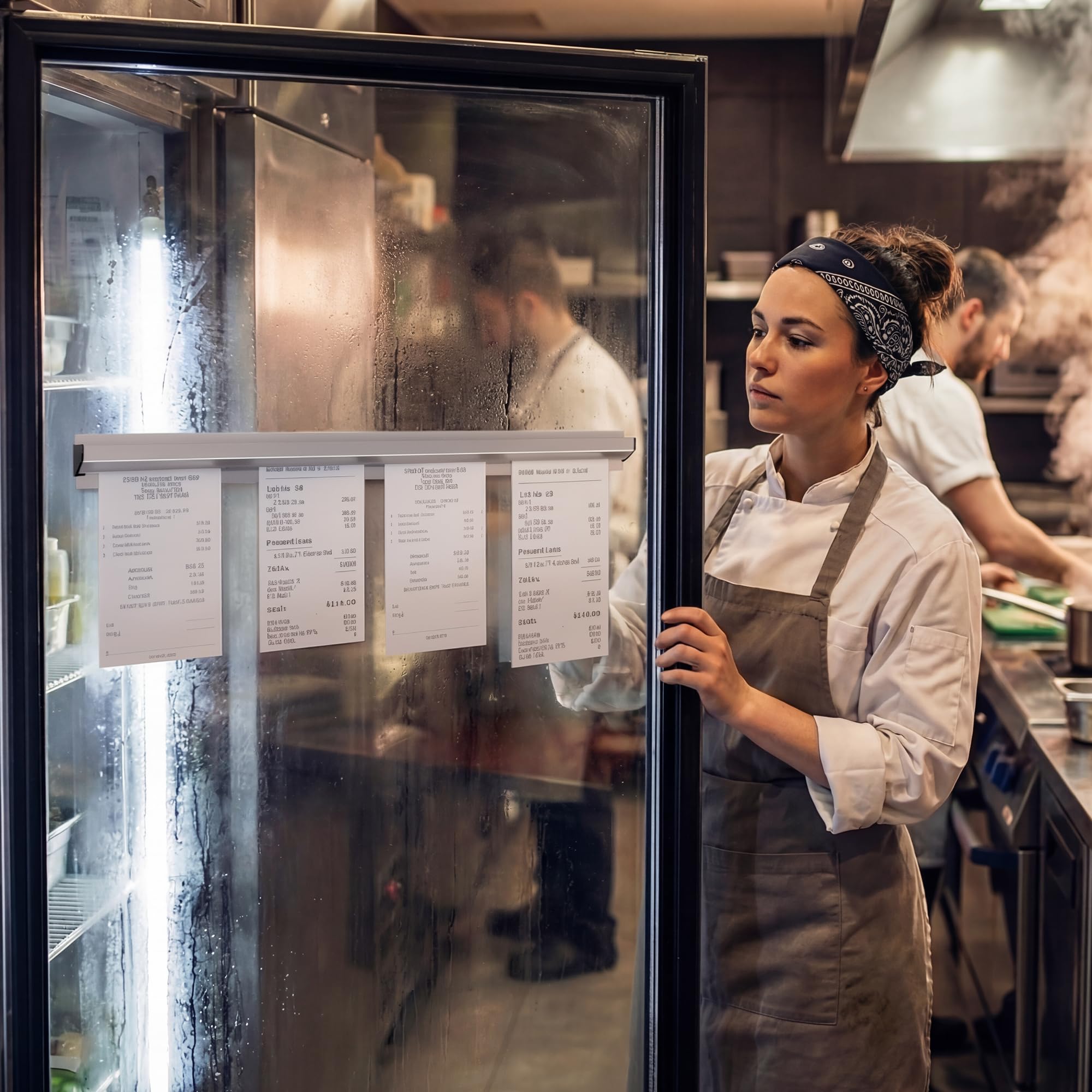 Paquete de 2 soportes para boletos para restaurante, sin taladro, soportes para boletos de pedidos de restaurante, cocina, oficina, paredes, refrigerador, hogar, pubs, bares, cafeterías (12 pulgadas