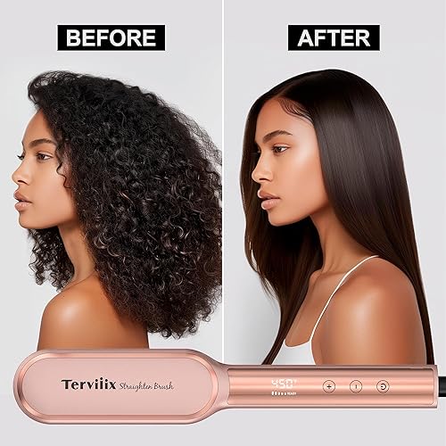 Miniatura 6 de Terviiix Cepillo alisador de pelo, peine alisador de pelo para mujeres, peine de alisado iónico de cerámica con 13 temperaturas, peine de plancha