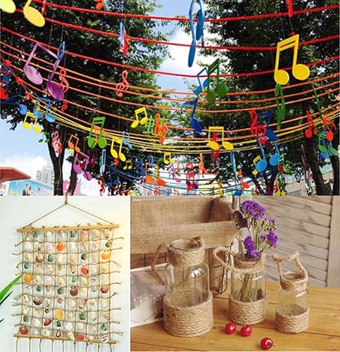 Miniatura 5 de Cuerda de yute rojo - Cuerda de cáñamo de 0.157 in 65.6 ft (16 pulgada x 65 pies) para manualidades, jardinería, decoración festiva de bricolaje,