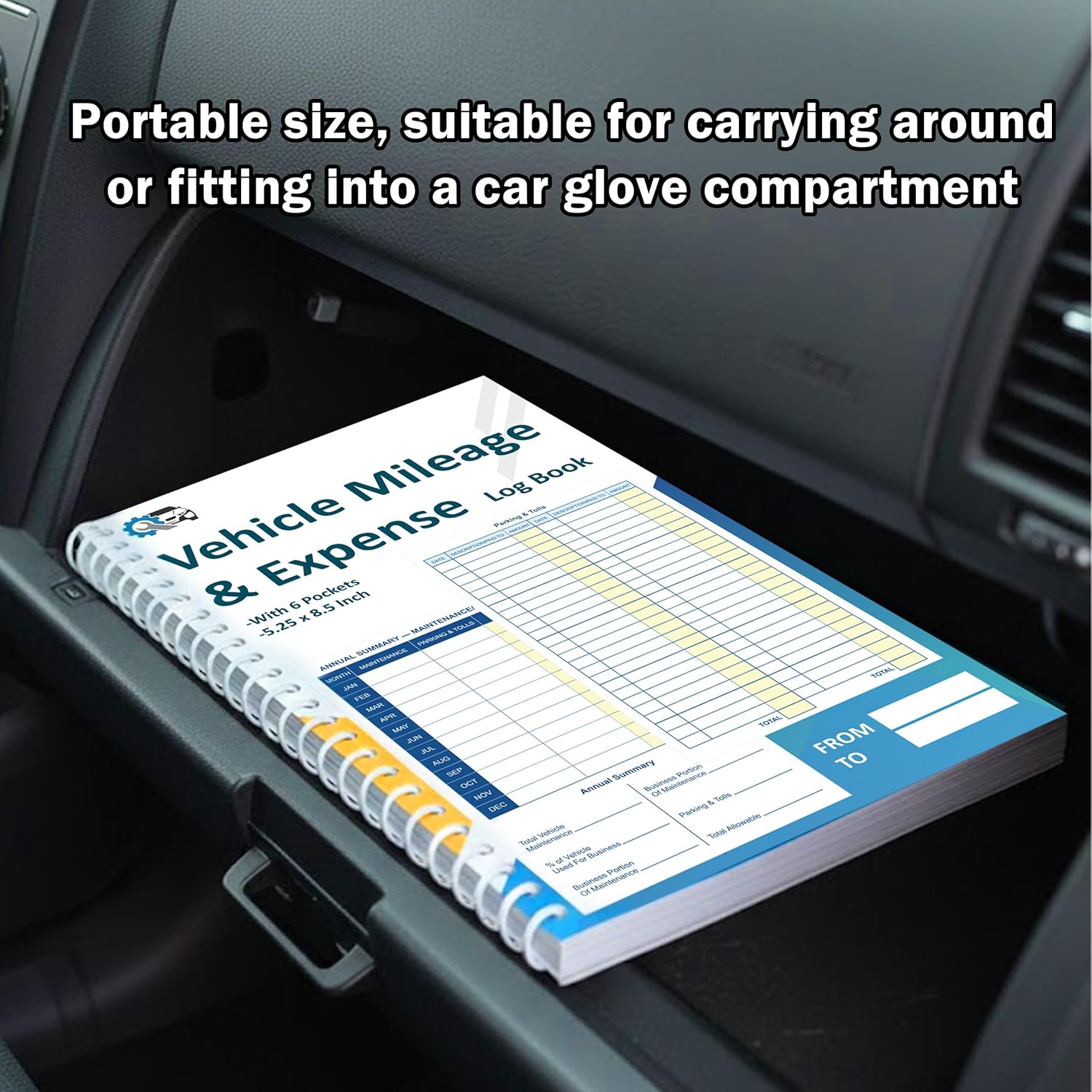 3 Pcs Auto Vehicle Mileage and Expense Journal with 6 Pockets 600+ Entries 60 Pages Per Book 5-1/4"x8-1/2" Miles Log Book Expense Odometer Track Record Book for Business Driving Delivery Services (3)