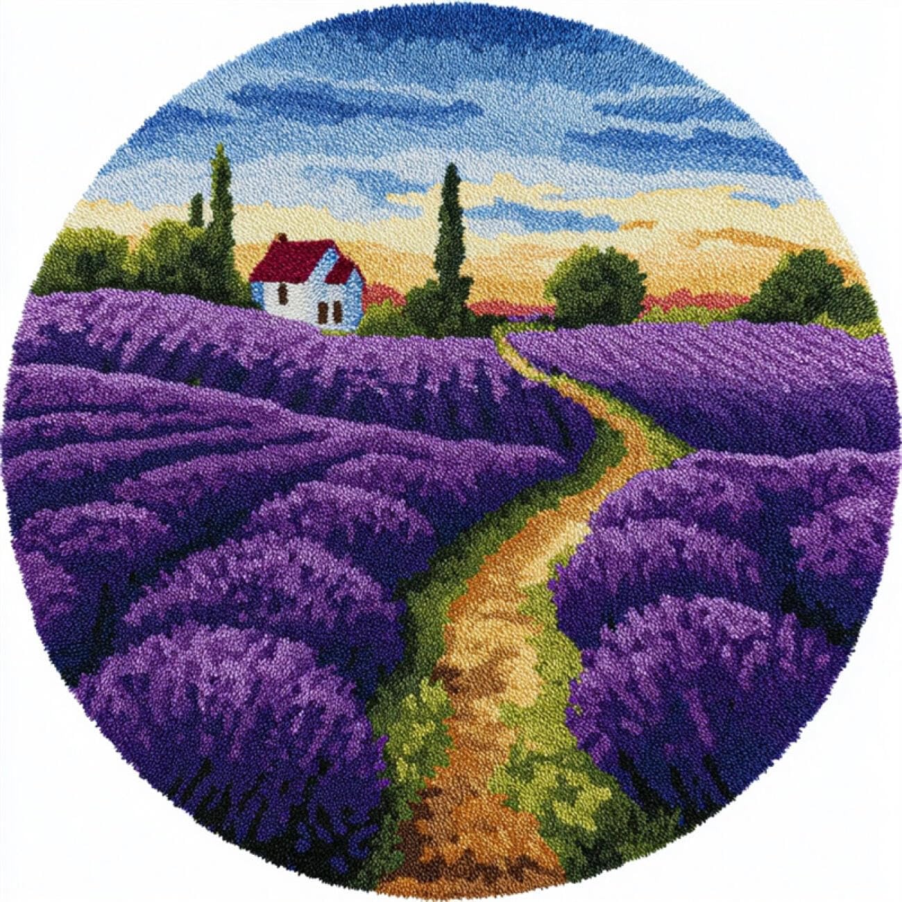 Kitquiver Rug Making Kit for Adults Lavender Fields 50x50cm