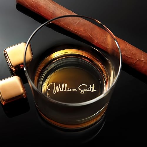 Personalized Whiskey Glass - Engraved Custom Glassware for Bourbon, Scotch, and More Unique Gift for Whiskey Lovers - Free Customization and Fast
