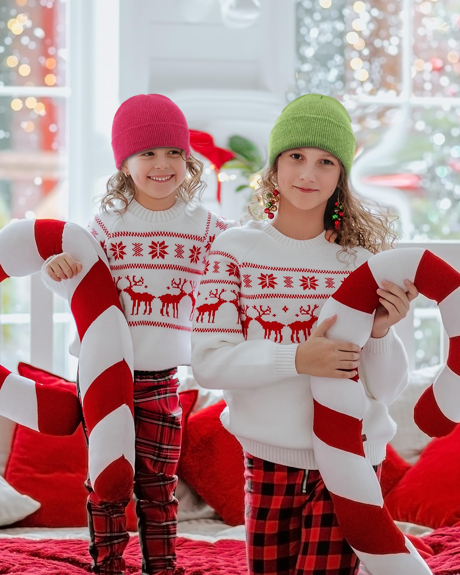 Liitrsh Lot de 48 bonnets d'hiver pour enfants, chapeaux chauds pour temps froid, couleur unie, pour garçons, filles, enfants, école, extérieur