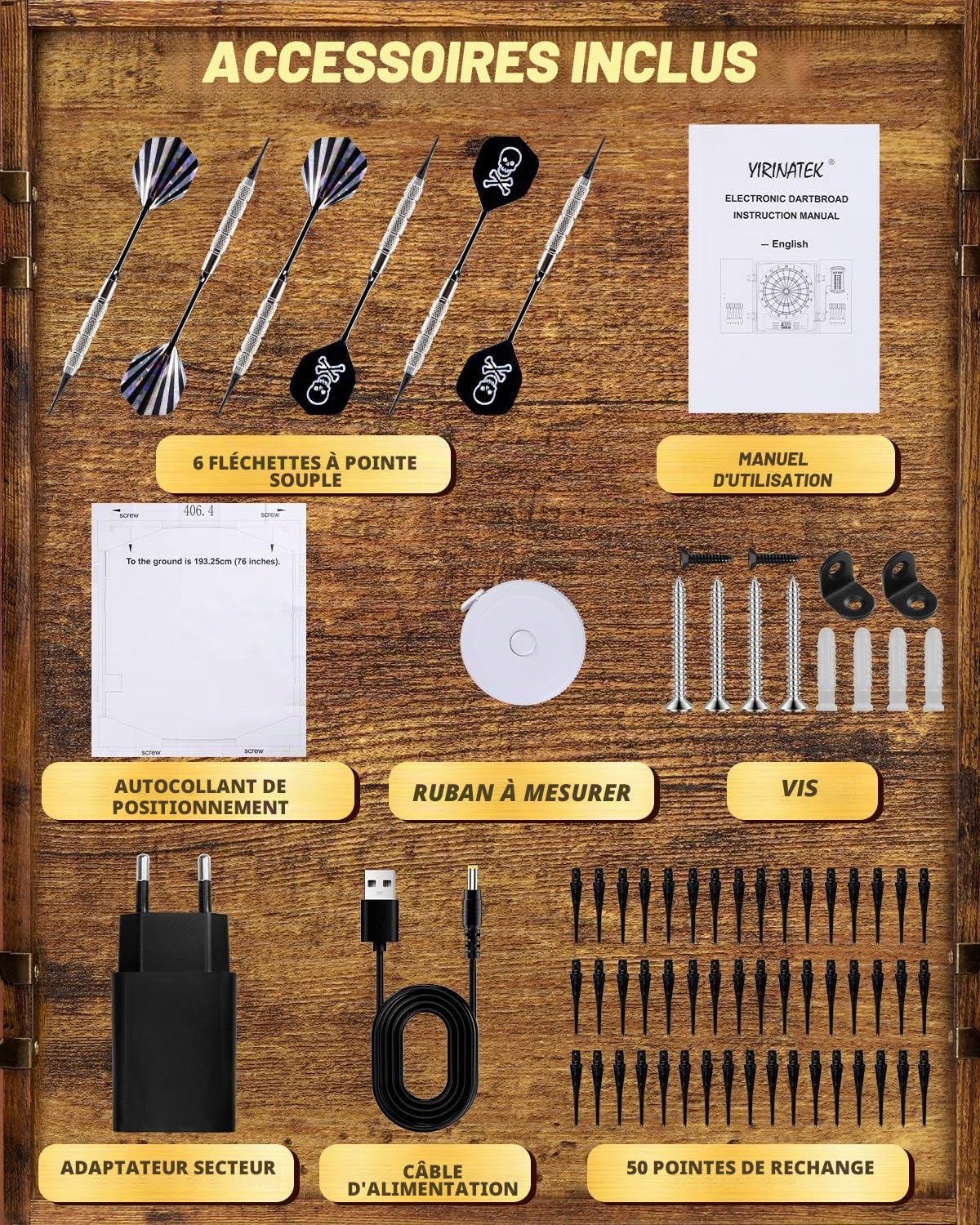 Jeu de Flechette Electronique, Coffret Décoratif pour Cible Flechette Electronique, Couleur Lumineuse Individuelle pour Chaque Joueur, Jeux de Flechettes Adulte Électronique