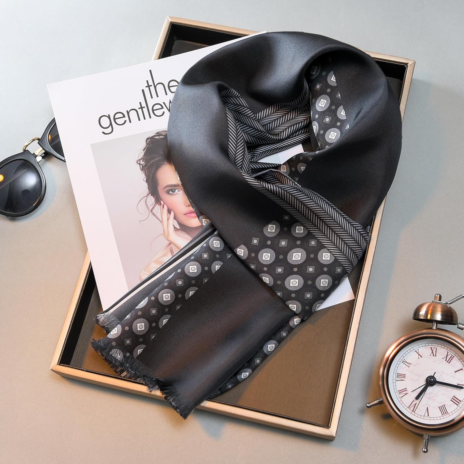 Men's Silk Twill Scarf - 100% Mulberry Silk, Luxurious & Silky Soft, Extra Long for Warmth (Gift Packaged) - Image 5