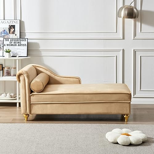 Miniatura 3 de Sofá moderno de 60.6 pulgadas para interiores, tapizado de terciopelo con 1 almohada, sofá tapizado con patas de metal dorado para apartamentos