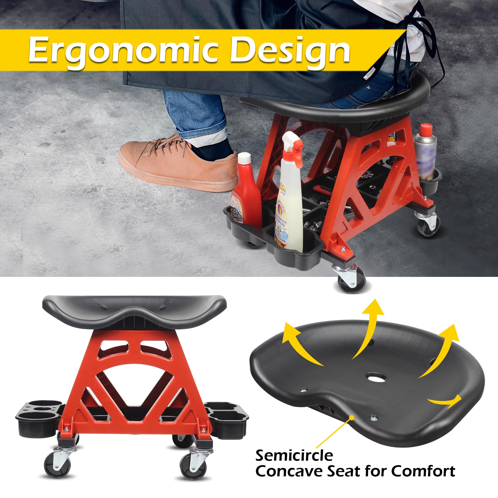 Amazon.com: MaxWorks 50957 Ergonomic Seat Mechanic Stool