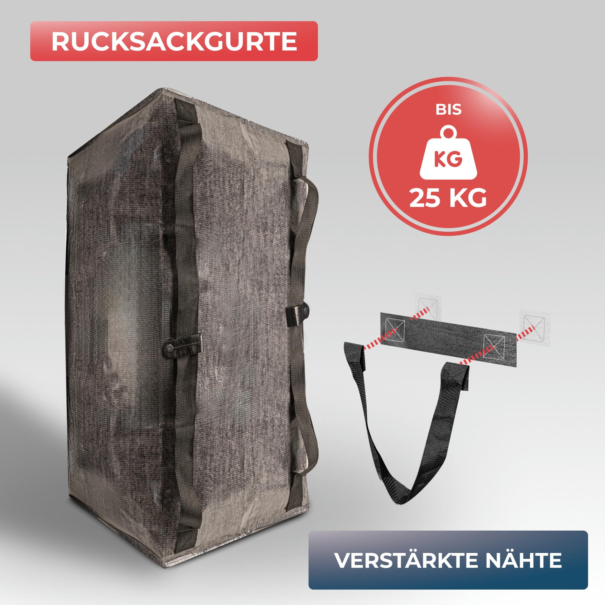 WRAPPYBAG 4er-Set Kunststoff Aufbewahrungstasche – Jumbo XXL Tasche Groß – Wasserabweisend, Stabil, mit Verstärkten Rucksackgurten – Ideal für Kleidung und Bettwäsche – 76 x 36 x 38 cm