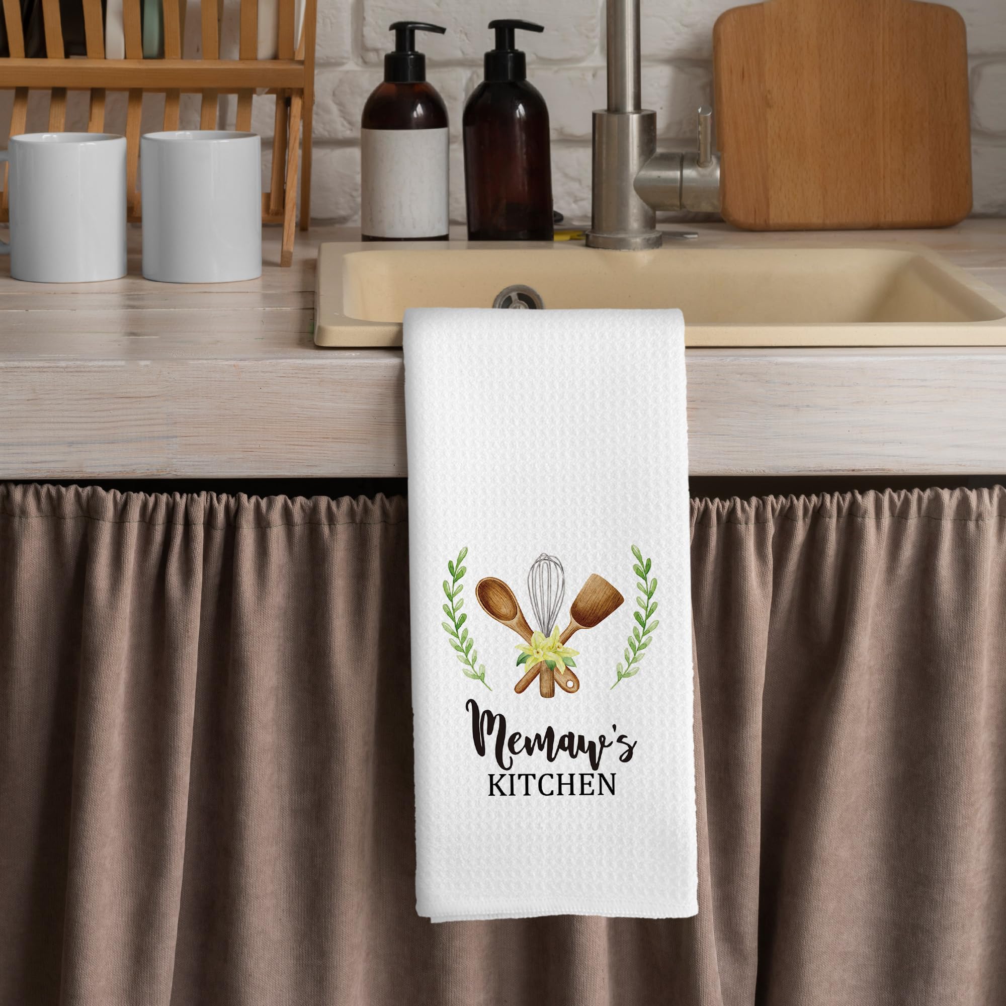 Memaw Gifts Kitchen Towels - Gifts for Grandma Memaw Dish Towels, Rustic Grandma Mothers Day Birthday Decorative Absorbent Dishcloths Hand Towel for Kitchen Decor 16x24 Inches