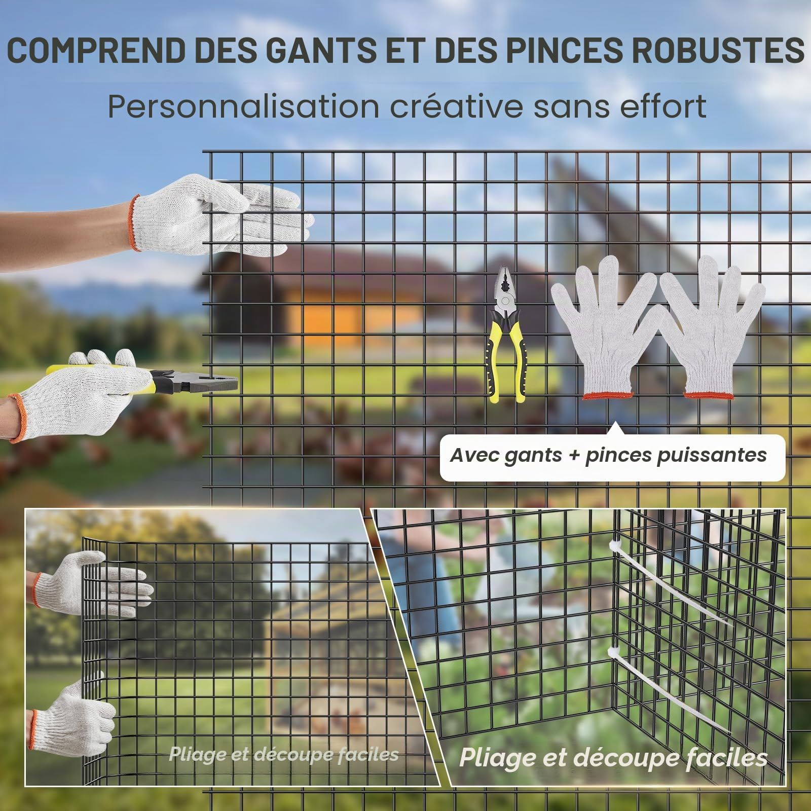 VEVOR Rouleau de grillage galvanisé 0,9x15 m grillage à poules 12,7x12,7mm Carré Galvanisé maille métallique à revêtement 1,06mm vinyle pour barrières de poulaillers enclos de volailles