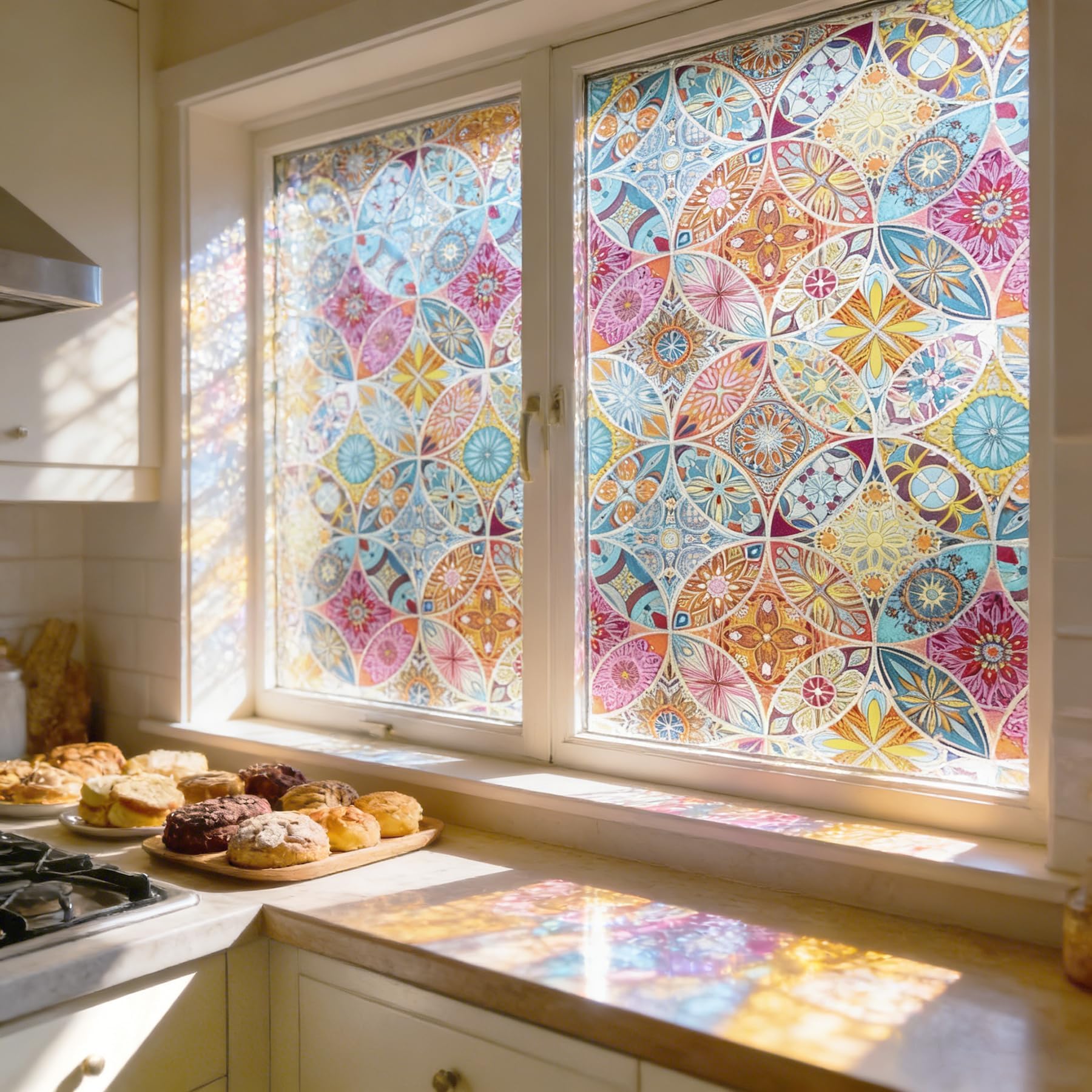 Film décoratif pour fenêtre verre teinté LaCheery motif géométrique amovible anti-UV