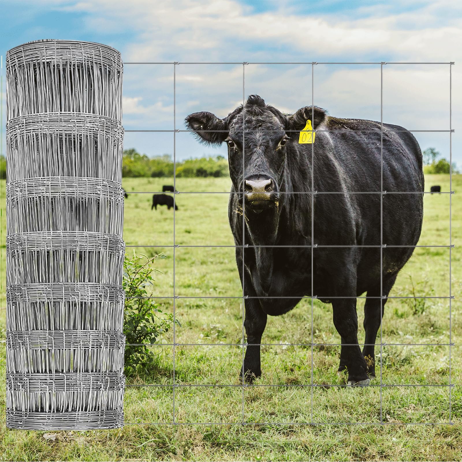 Fence Wire Galvanized Farm Fence Cattle Fence Deer Netting Prairie Fence Field Wire Fence, Different Mesh Opening for Vegetables, Garden Fruits & Animals Enclosure (40in x 100 ft.Mesh Width 3.9in)