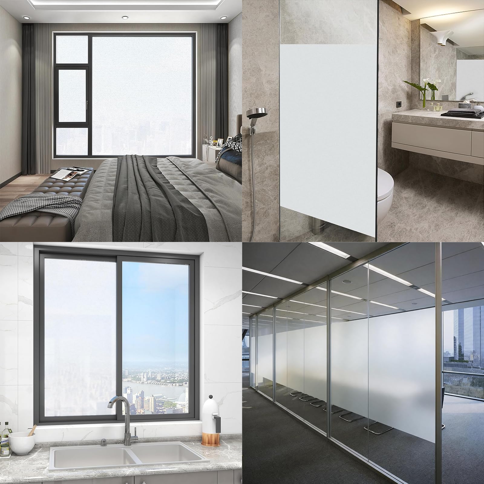 Vinilo Ventana 120 x 200 cm Privacidad Ventana Protección UV Ideal Vinilo Opaco Electrostática con Adhesión Estática sin Pegamento Lámina para Baño Oficina y Cocina, Mate Puro