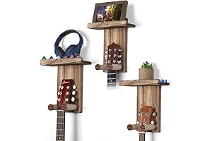 Keebofly Guitar Wall Mount,3PCS Holds Acoustic Electric Bass Guitars,Ukulele,Mandolin