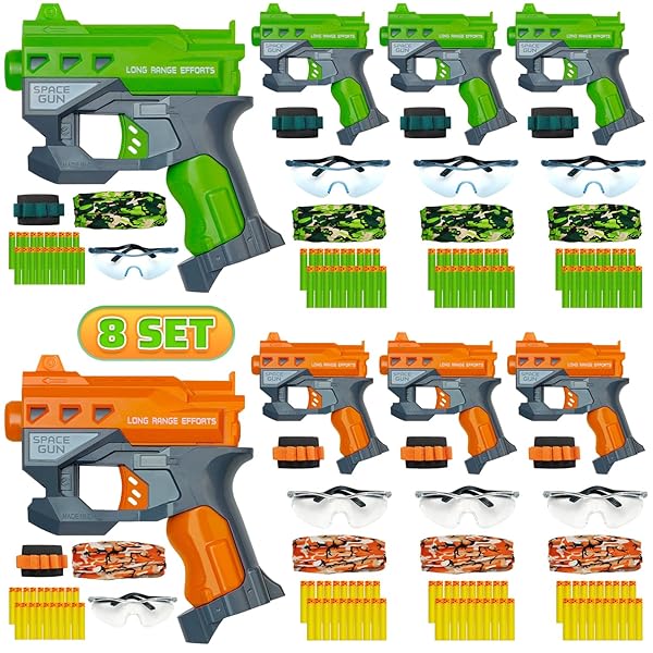8 Pack Blaster Guns Toys- Mini Gun Party Favors Toy for Kids Boys Birthday
