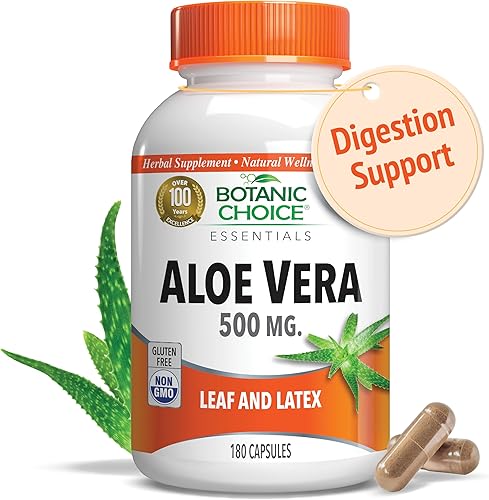 Miniatura 1 de Suplemento natural de aloe vera de primera calidad apoyo para la salud digestiva plomo y látex a base de hierbas 500 mg 180 cápsulas de pastillas
