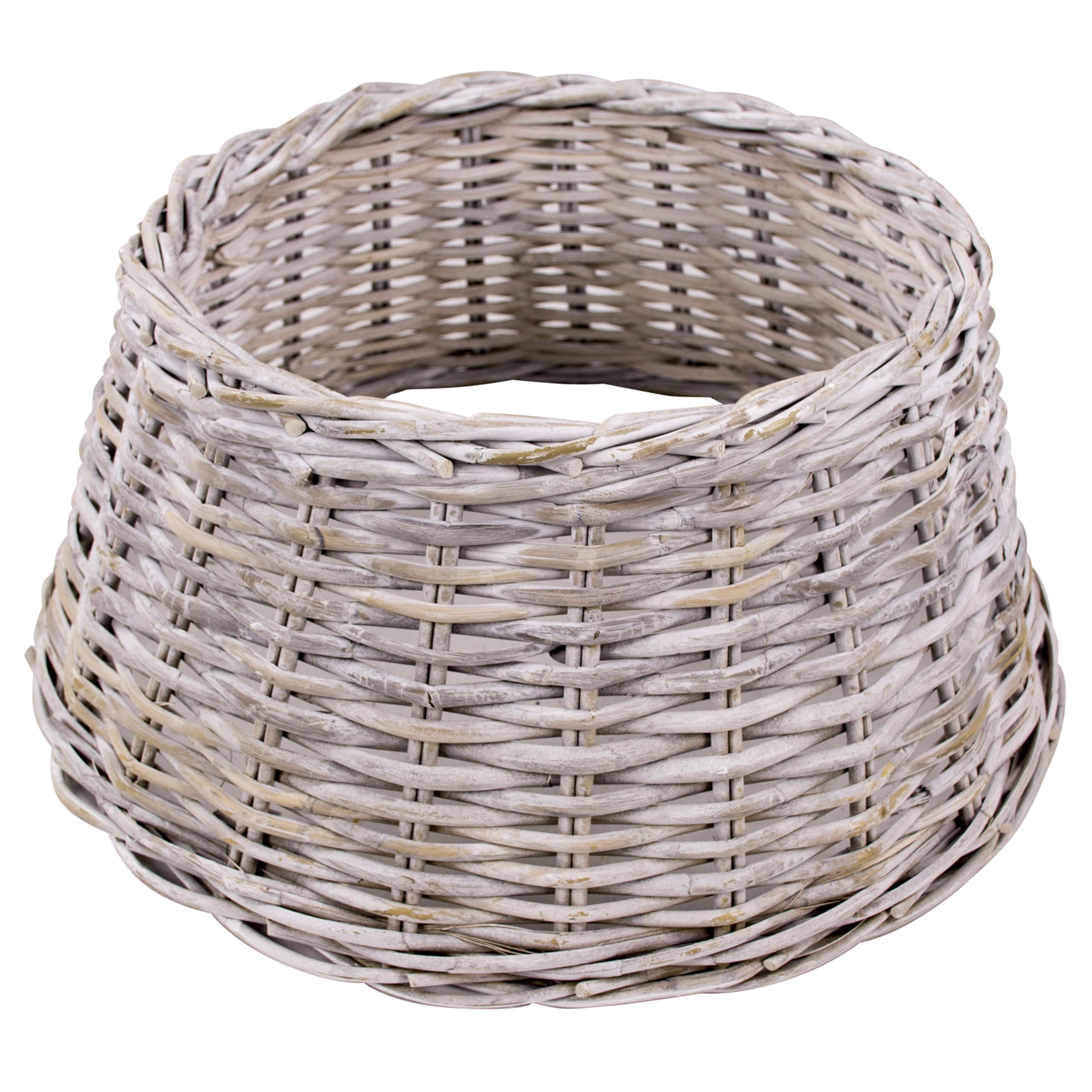 artplants.de Weihnachtsbaumkorb Macario aus Rattan, weiß gekalkt, 26cm, Ø60cm - Weihnachtsbaum Rock