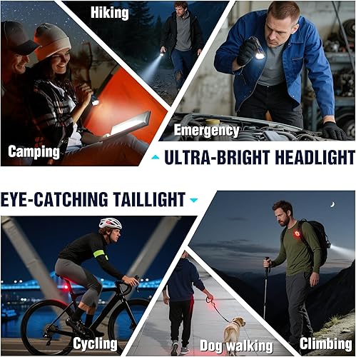 Miniatura 7 de WORKPRO Luz de bicicleta para conducción nocturna, luces de bicicleta recargables ultra brillantes delanteras y traseras, 3+5 modos de juego de