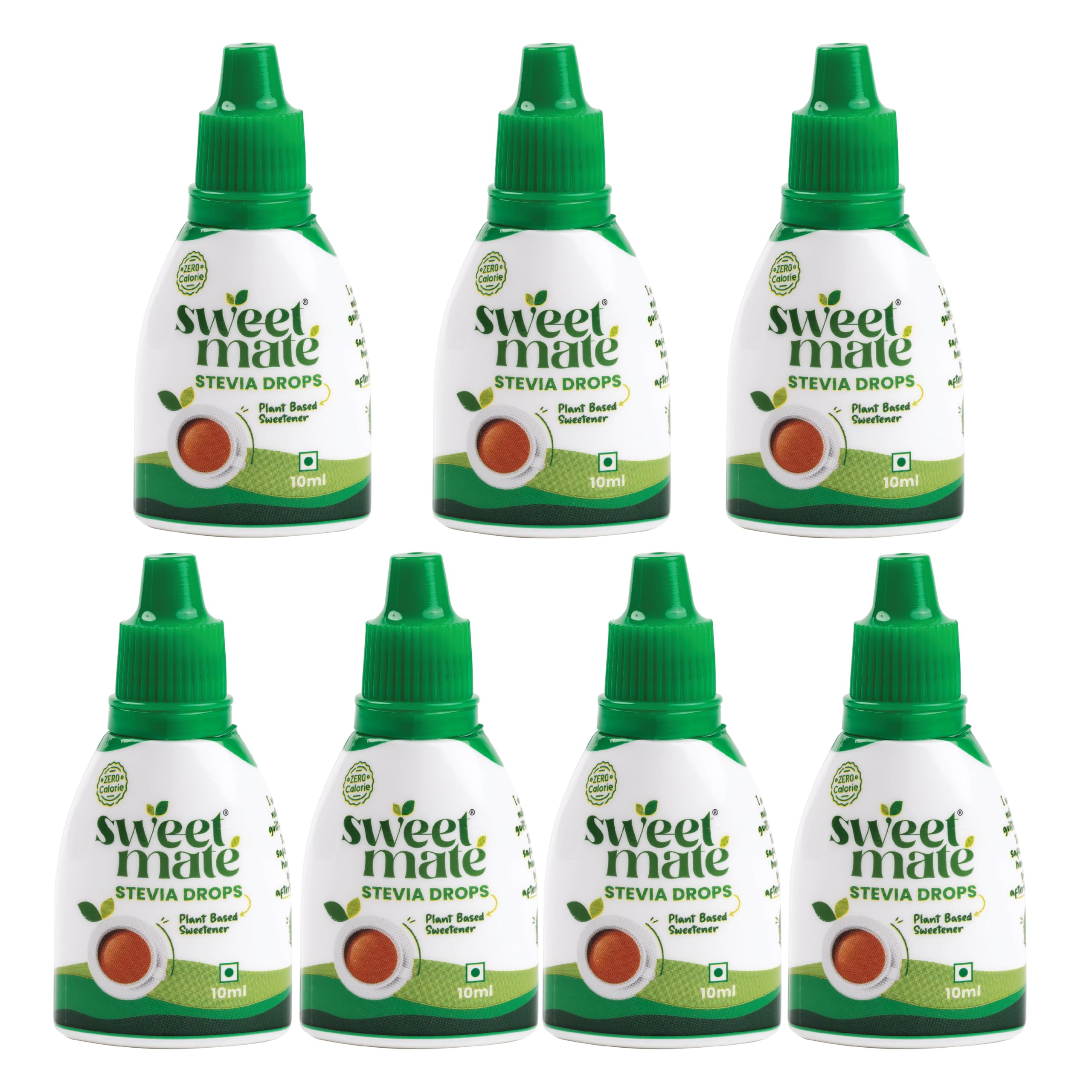 Sweetmate Pure Stevia Drops (10ml x Pack 7) 200 Drops/Pack - Zero Calorie, Diabetic Friendly, Sugar Free - Plant Based Natural Stevia Sweetener Liquid - Sugar Substitute