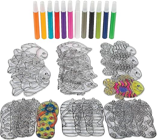 Fun Express Tropical Suncatcher Kit - Craft Supplies - 48 Pieces