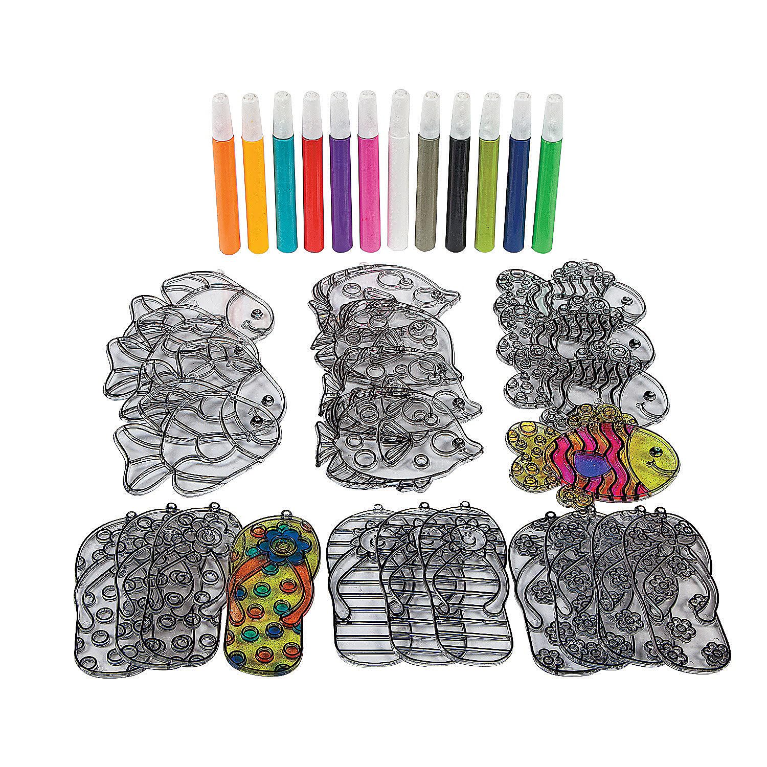Fun Express Tropical Suncatcher Kit - Craft Supplies - 48 Pieces
