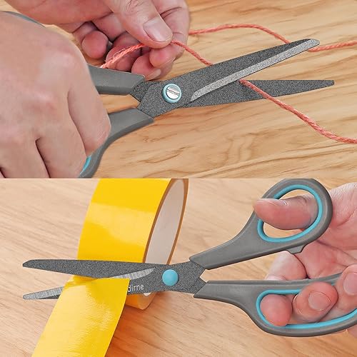 Miniatura 6 de Tijeras de revestimiento de teflón, cuchillas de acero inoxidable, mango de agarre suave, adecuadas para hogares, oficinas y escuelas, todo uso,