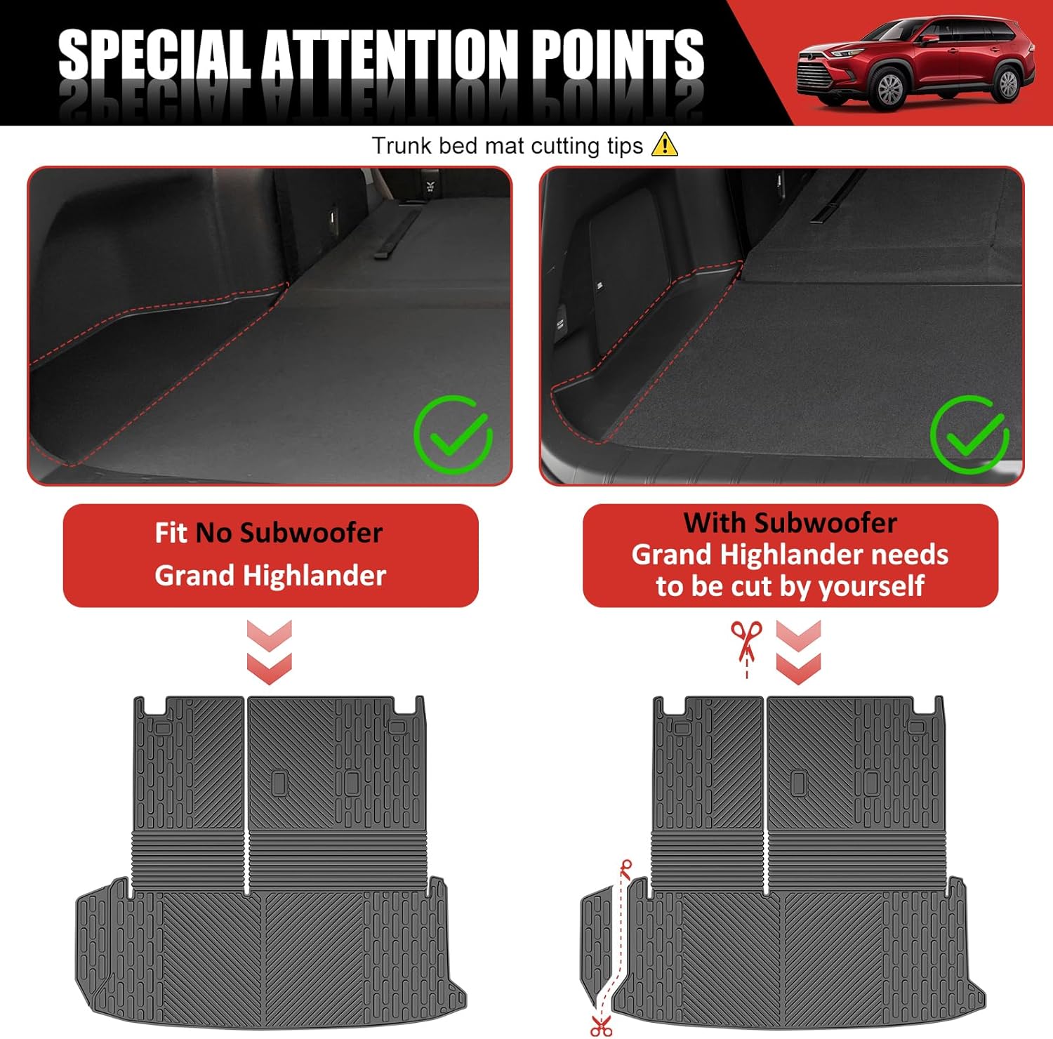 Mat Compatible with 2024-2025 Toyota Grand Highlander Cargo Liner Replacement for 2024 2025 Toyota Grand Highlander Accessories(Not fit Highlander)