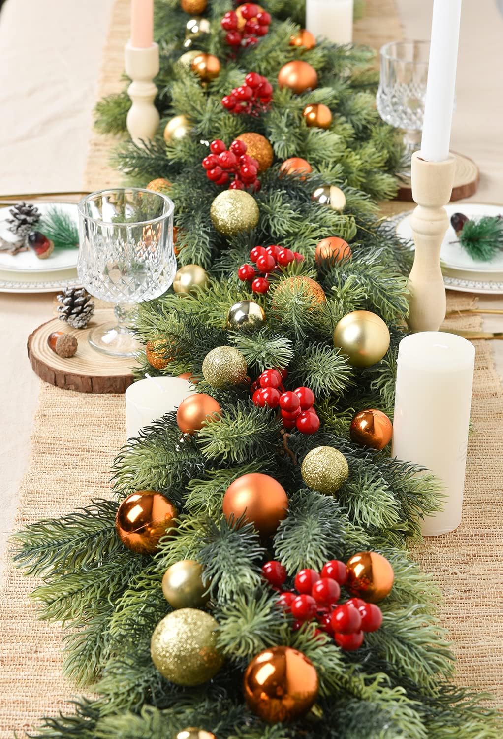 6Ft Christmas Pine Garland, Christmas Greenery Garlands Realistic Cedar Artificial Cypress Garland for Holiday Mantel Fireplace Table Centerpiece Decor - Image 7