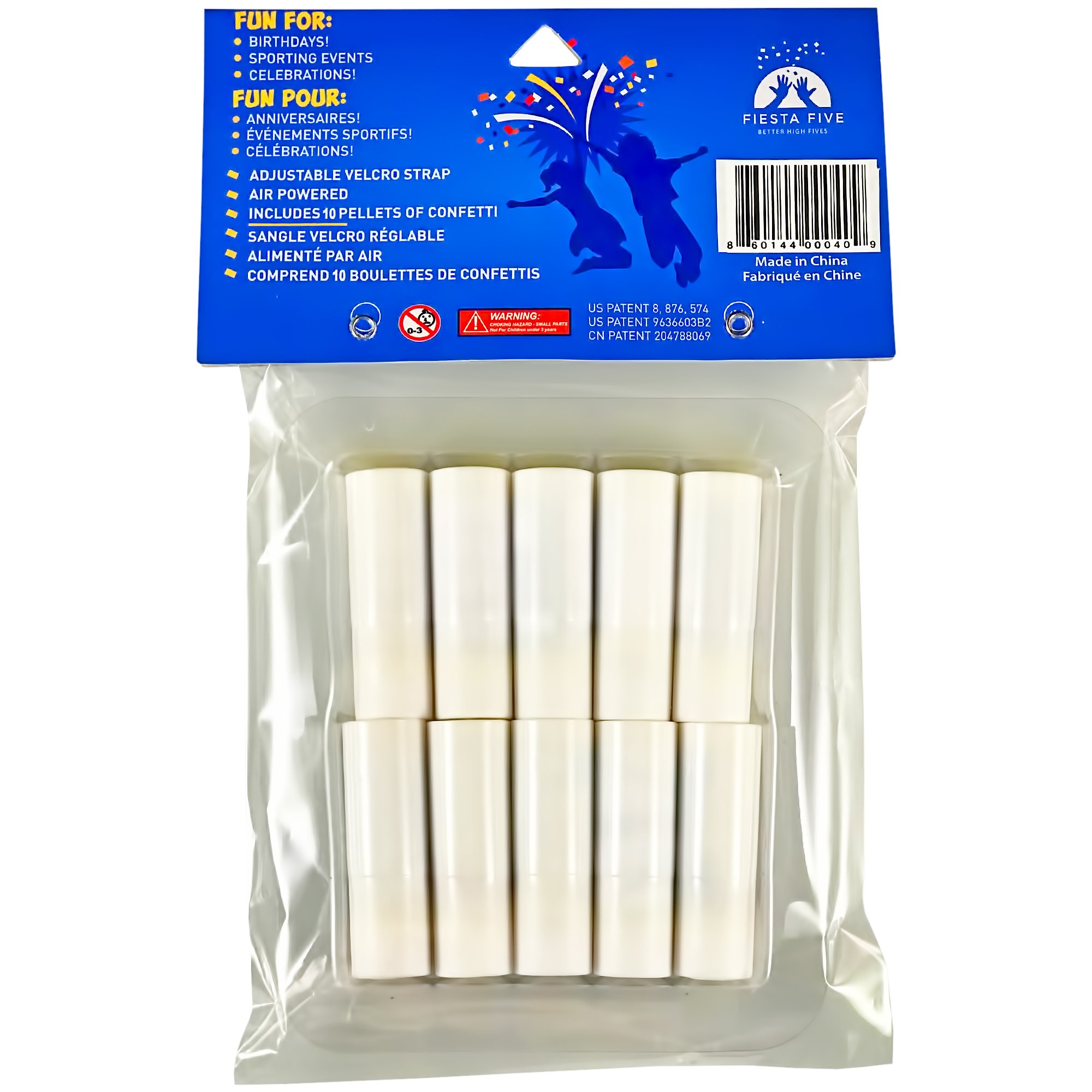 FiestaFive Confetti Cartridge Refills Toy Shooter - Reload and Blast Confetti from Your Hands When You High Five (White)