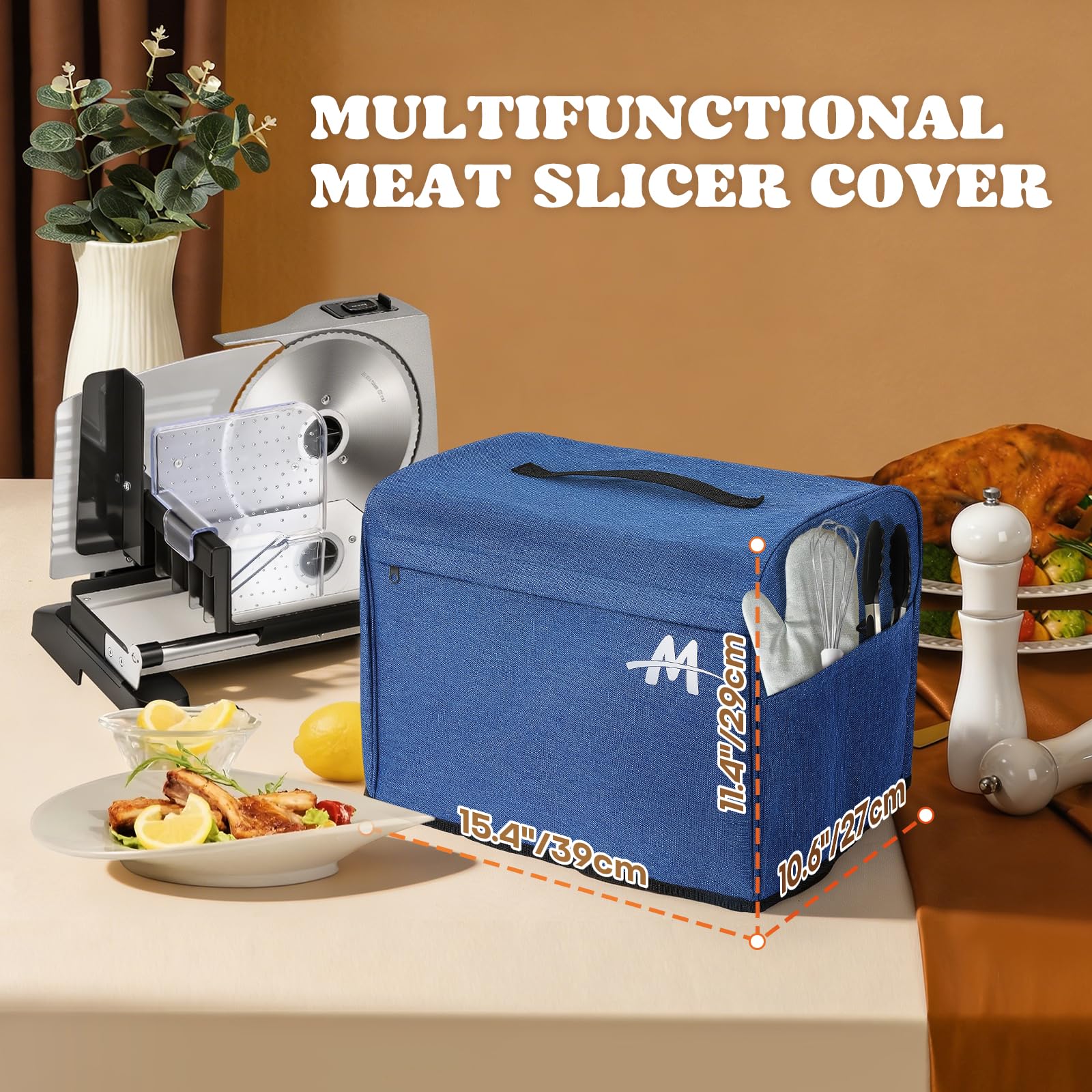 Moongiantgo Affettatrice Elettrica da Casa, Affettatrice Professionale con Blocco di Sicurezza, Spessore Regolabile 0-18mm, 2x Lama in Acciaio Inox da 19cm per Carne/Pane/Formaggio/Verdura (200W)