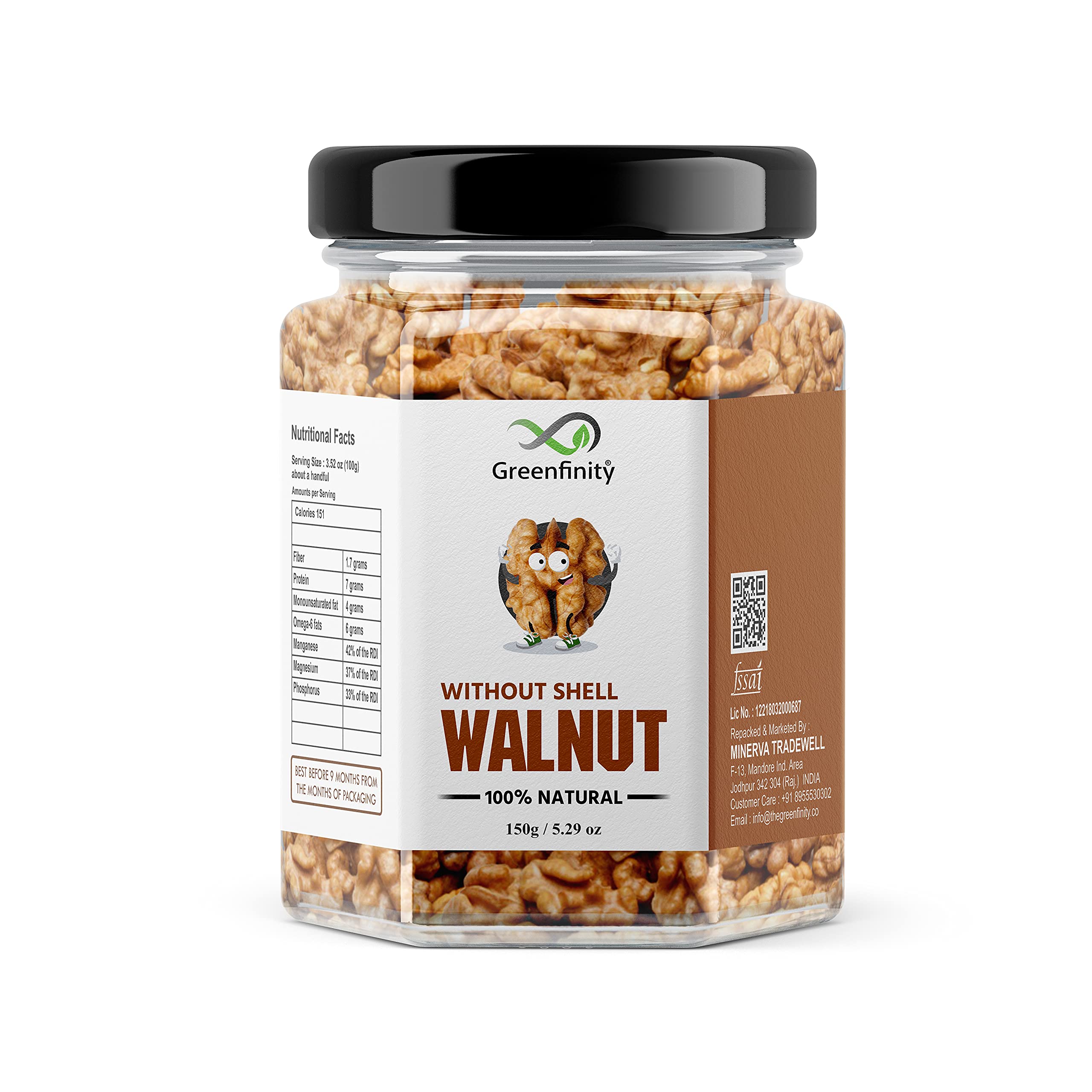 GreenFinity Walnut Kernels 150gm | Akhrot Giri | Walnut Without Shell