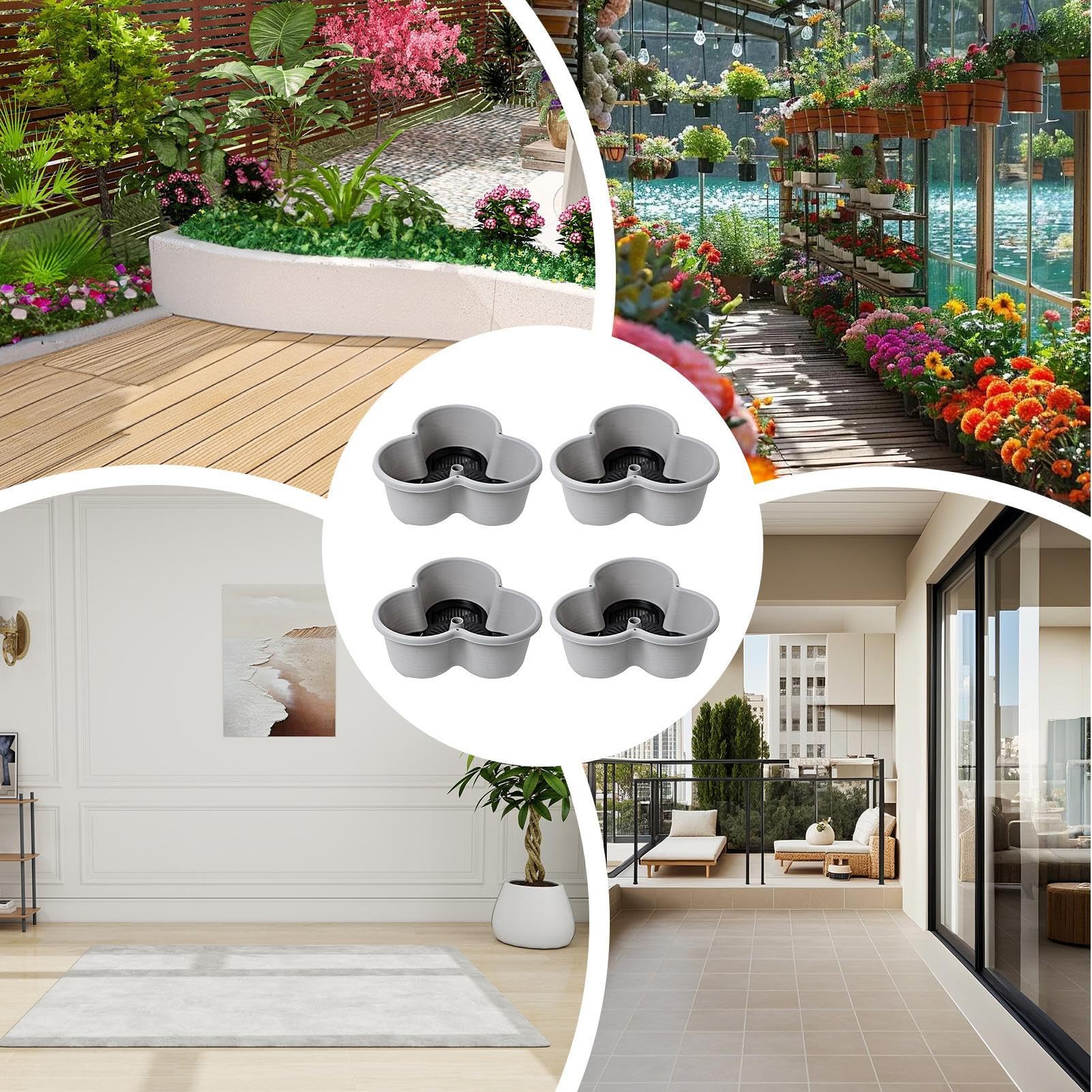 Pflanzturm Home Growing System - Stapelbare Erdbeertöpfe Kartoffeln Gemüse | Vertikales Pflanzsystem Mit Belüftung | Bewegliche Mehrzweck-Blumentöpfe Für Balkon, Terrazza, 4er Set
