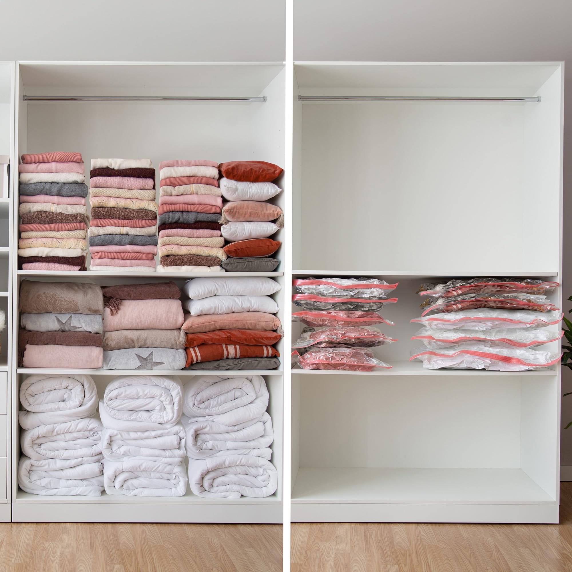 Compactor Set di 10 Sacchetti Sottovuoto ASPISPACE, 5X M (55x90 cm) e 5X L (80x100 cm), Riutilizzabili, Trasparenti