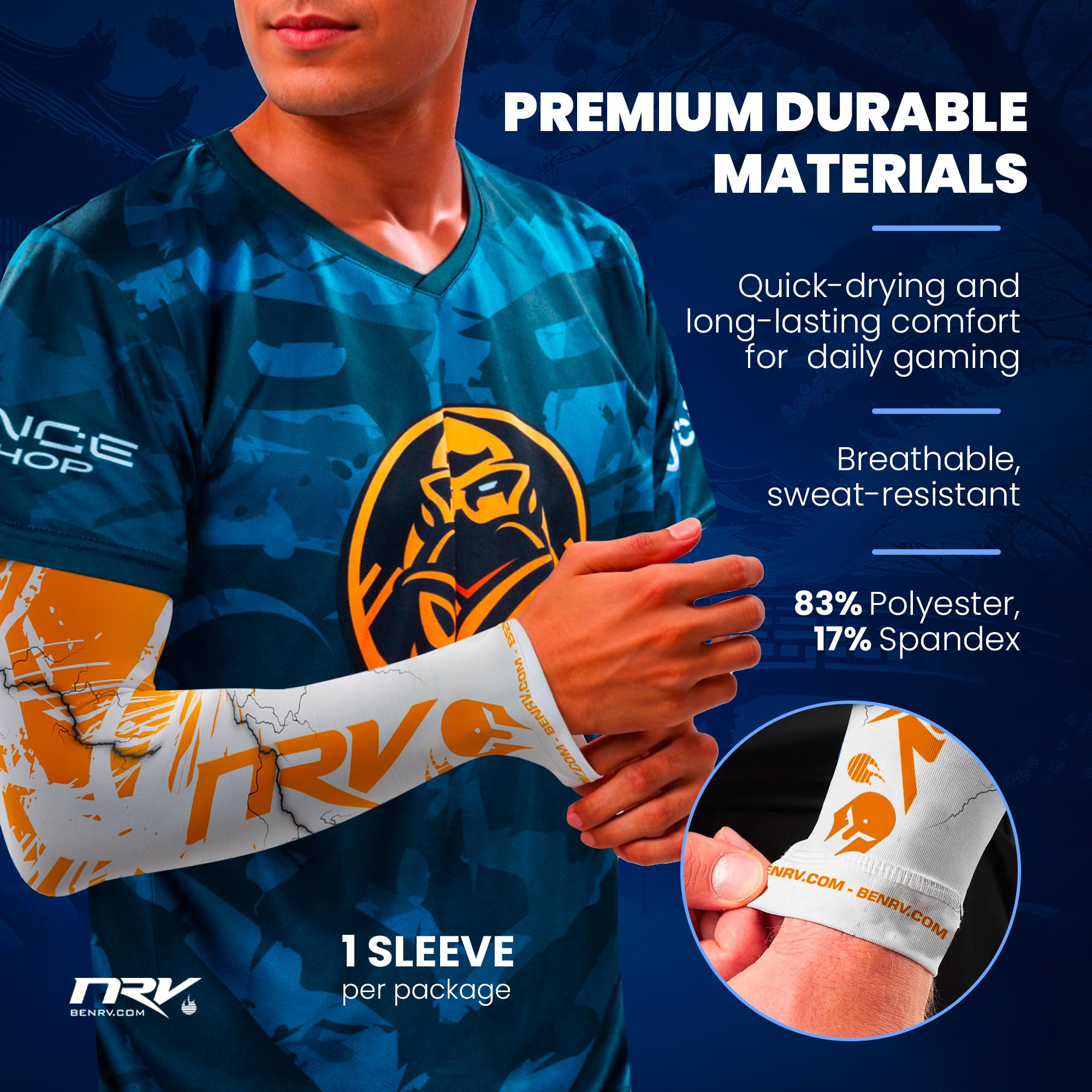 NRV Manchette de Compression Gaming - Edition Ar3ss - Améliorez Votre Performance eSport - Conçu par des Joueurs Professionnels - Durable, Respirant et Sans Friction