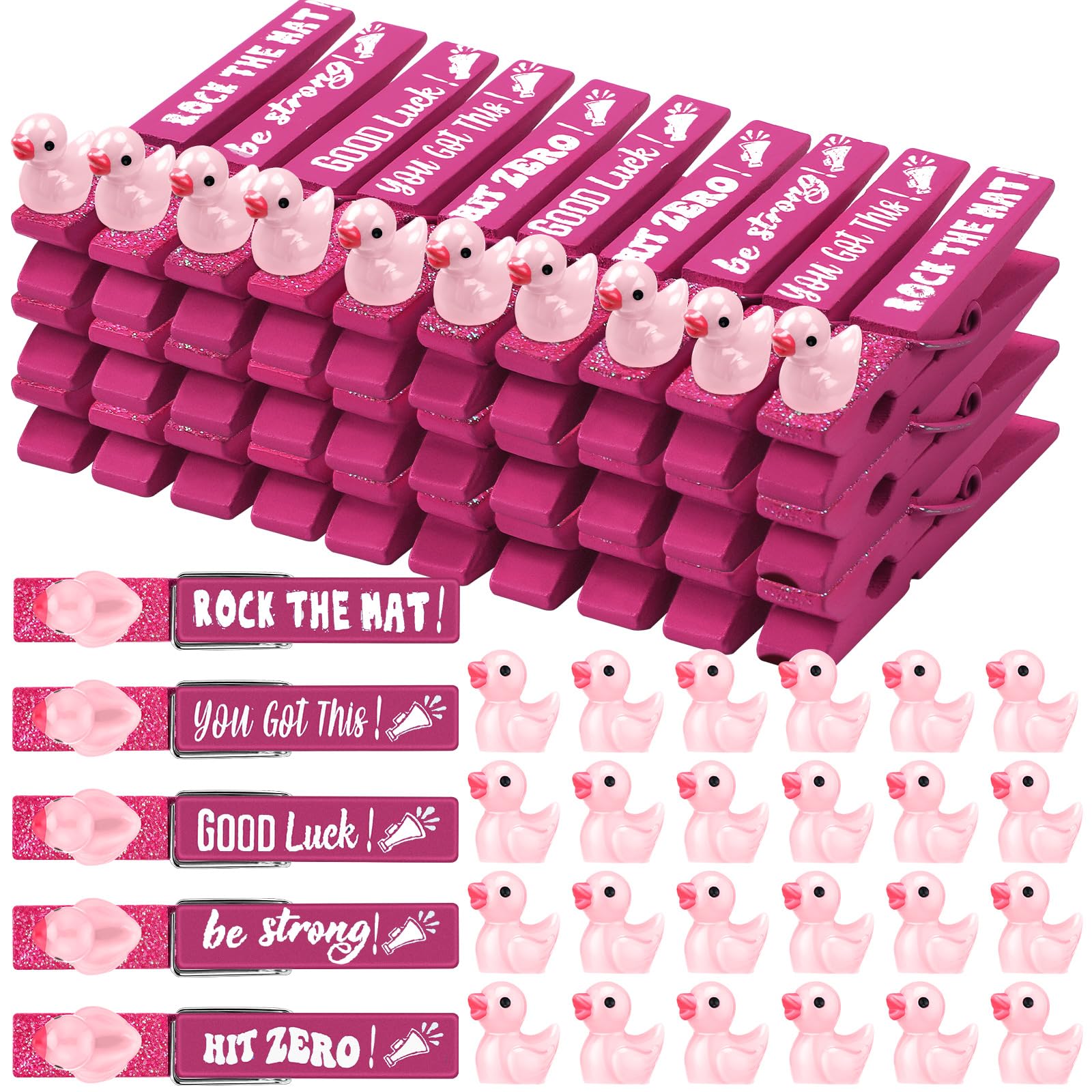 Kigeli 30 Pcs Spirit Clips Cheer Pins Cheerleader Gifts Clothes Pins for Backpacks Competition Glittered for Team Cheer Gifts Stuff Supplies Party Favors Accessories Bulk(Pink,Duck) โ image 1