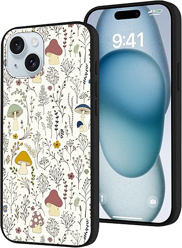 MSEAANBK Funda de hongos para iPhone 15 Plus de 6.7 pulgadas, diseño de plantas silvestres para iPhone 15 Plus para mujeres, niñas y hombres, TPU
