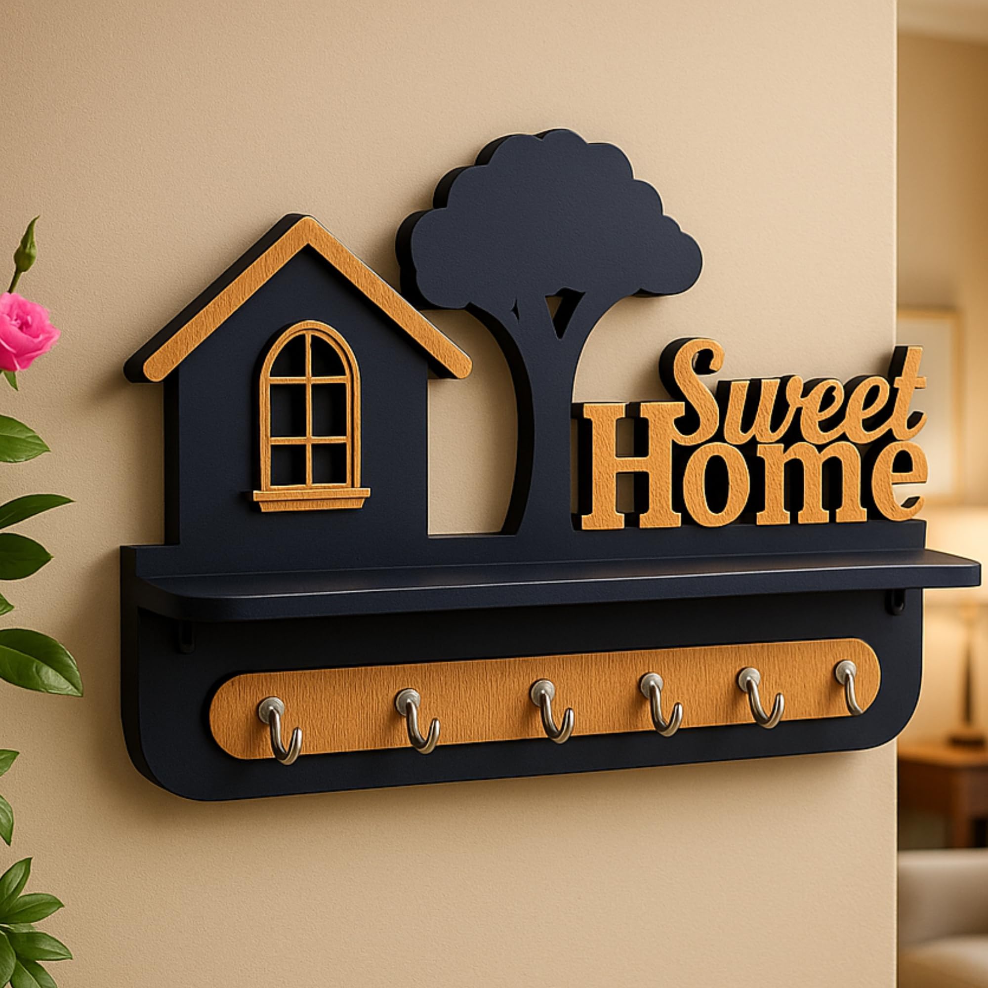 3D Wooden Key Holder - Modern Wall Decor -1 3D Wooden Key Holder - Modern Wall Decor -1