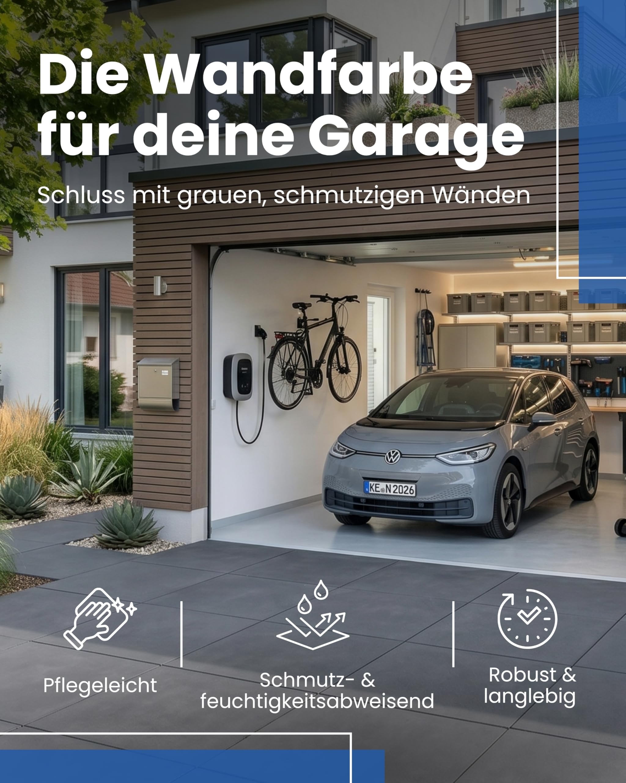 Garagenfarbe I Silikatfarbe Innen mit 6 kg für ca. 30 m² I Weiße Wandfarbe für Garagen I Dampfdurchlässige & pflegeleichte Farbe mit einem sauberen Finish & hoher Deckkraft