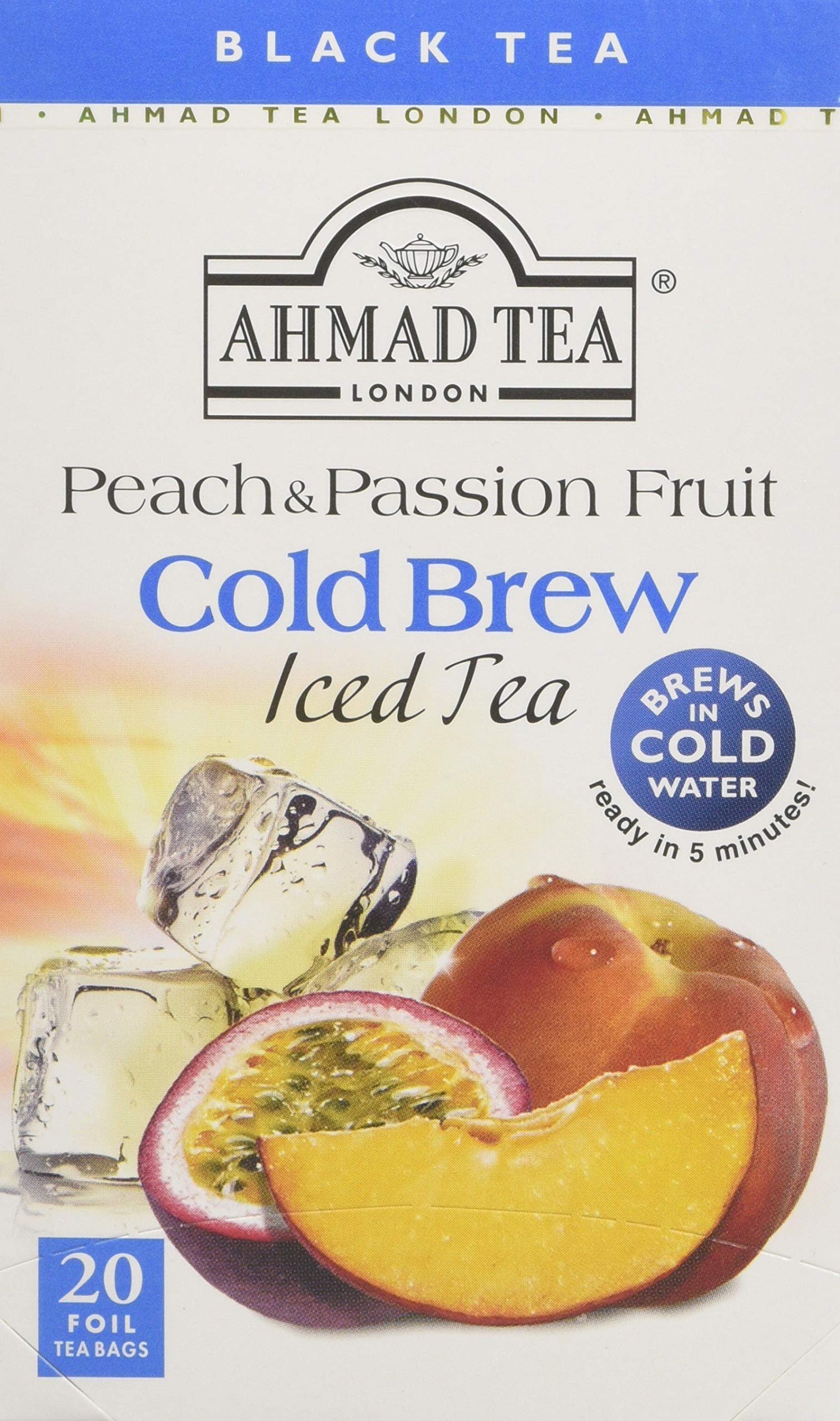 Ahmad Tea Peach & Passion Fruit Cold Brew Iced Teabags, 40 g, 20 Count